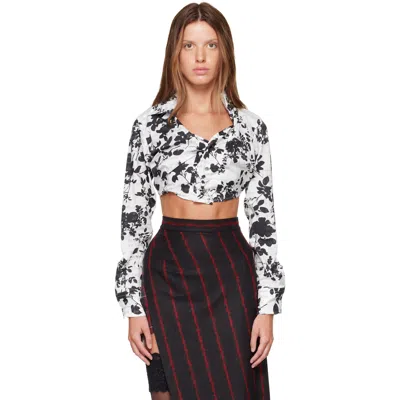 Vivienne Westwood White & Black Cropped Drunken Shirt In O201 Absence Of Mode