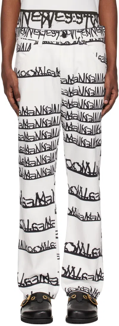 Vivienne Westwood White & Black Ranch Jeans In Aw24-a303