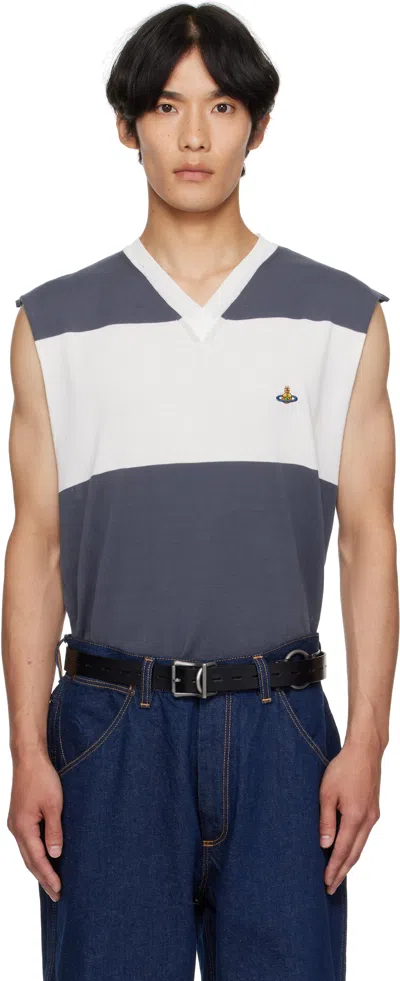 Vivienne Westwood White & Blue Ollie Sweater Vest