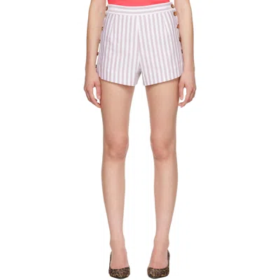 Vivienne Westwood White & Burgundy Elle Button Shorts In Purple