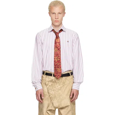 Vivienne Westwood White & Burgundy Two Button Krall Shirt In Neutral