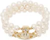 Vivienne Westwood White & Gold Graziella Three Row Pearl Bracelet In R143 Gold/creamros