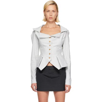 Vivienne Westwood White & Green Monday Blouse In Multi