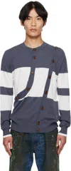 Vivienne Westwood White & Navy Ollie Cardigan In Blue