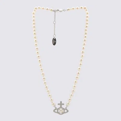 VIVIENNE WESTWOOD VIVIENNE WESTWOOD WHITE AND PLATINUM BRASS NECKLACE