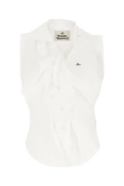 Vivienne Westwood White Cotton Blend Sleeveless Shirt