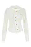 Vivienne Westwood Distorted Silhouette White Cotton Shirt With Asymmetrical Hem In White