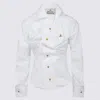 Vivienne Westwood Distorted Silhouette White Cotton Shirt With Asymmetrical Hem In White
