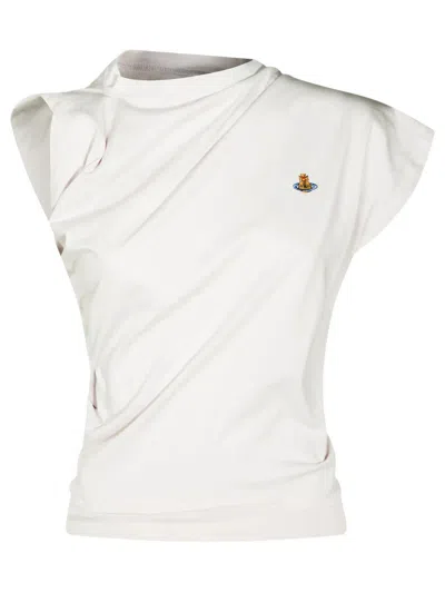 Vivienne Westwood Draped Embroidered Orb Top In Neutral