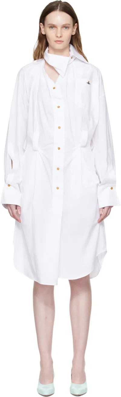 Vivienne Westwood Drunken Shirt Dress Compact Poplin White 48 Women