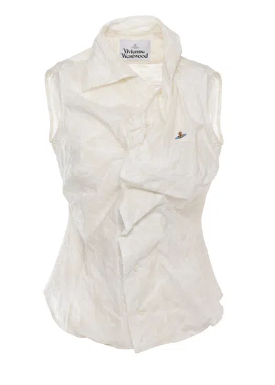 Vivienne Westwood White Drunken Ss Cotton-blend Shirt