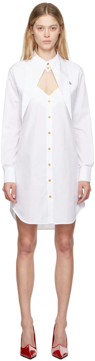 Vivienne Westwood Heart Cut Out Poplin Mini Shirt Dress In White
