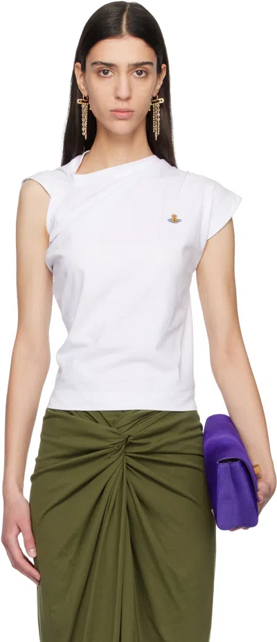 Vivienne Westwood Asymmetric Organic Cotton Top With Gathered Detailing In White