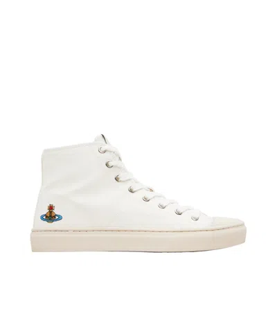 VIVIENNE WESTWOOD WHITE HIGH TOP PLIMSOLL SNEAKERS