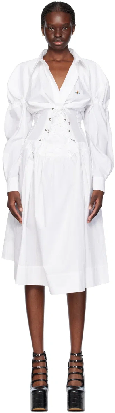 Vivienne Westwood White Kate Midi Dress In A401 White