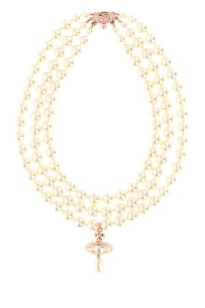 VIVIENNE WESTWOOD WHITE LAYERED PEARL NECKLACE