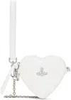 Vivienne Westwood White Leather Heart Wristlet Pouch In A401 White/silver