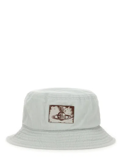 Vivienne Westwood White Logo Bucket Hat In Purple