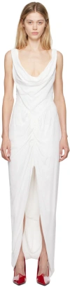 Vivienne Westwood Panther Gathered Asymmetric Maxi Dress In A403 White