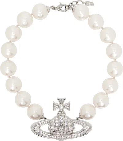 Vivienne Westwood Neysa Imitation Pearl Collar Necklace In Cream,silver