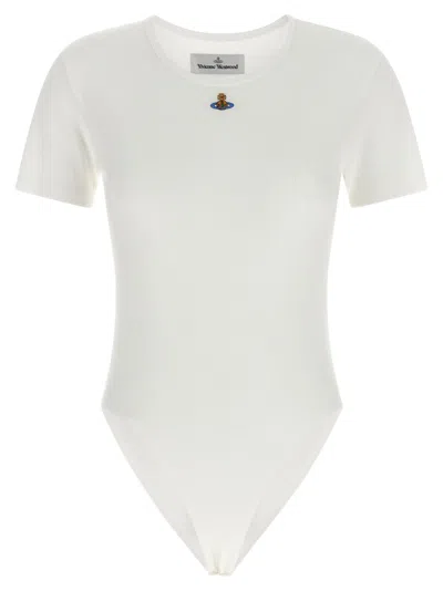 Vivienne Westwood Crew Neck Top Orb Embellishment Stretch In White