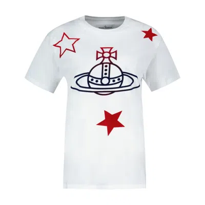 Vivienne Westwood White Orb Logo Star T-shirt In Gray
