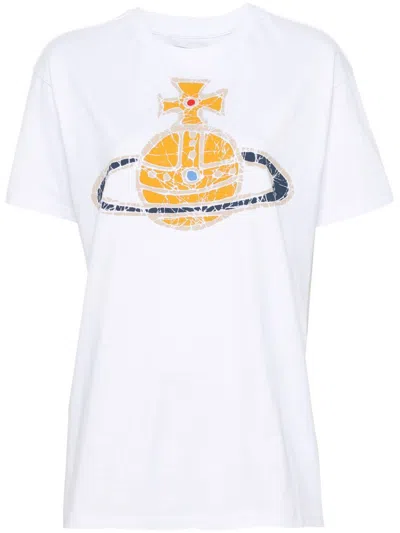 VIVIENNE WESTWOOD WHITE ORB PRINT COTTON T-SHIRT