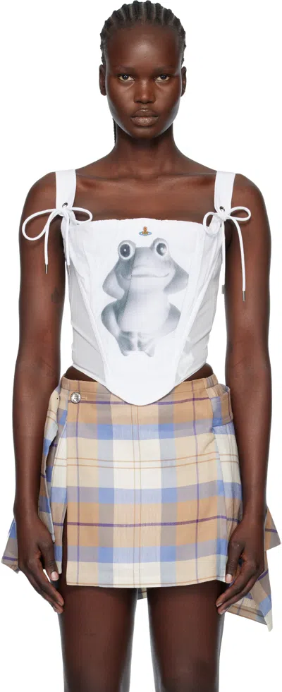 Vivienne Westwood White Puppy Corset Top In Multi