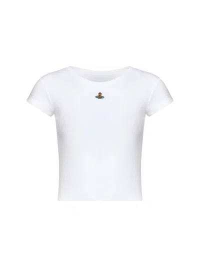Vivienne Westwood White Ribbed Jersey Baby Peru Cropped T-shirt