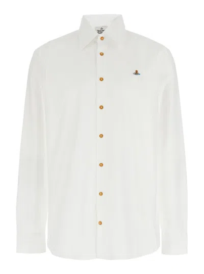 Vivienne Westwood White Shirt With Orb Logo Embroidered On The Front