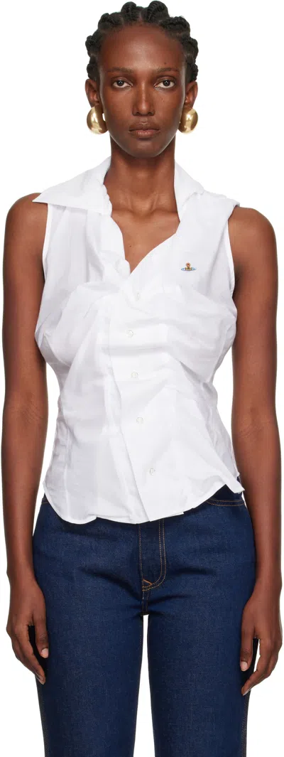 Vivienne Westwood White Short Sleeve Drunken Shirt