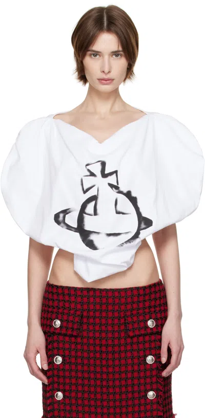 Vivienne Westwood White Stencil Orb Heart Blouse In A401 White