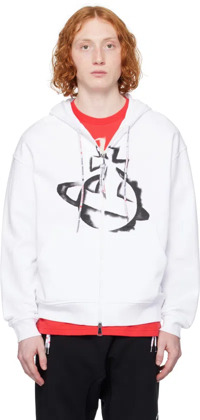 Vivienne Westwood Stencil Ord Rugged Zip Hoodie In White