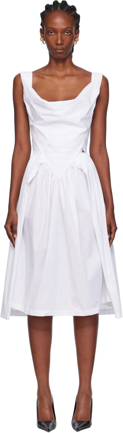 Vivienne Westwood Sunday Draped Cotton And Silk Midi Dress In White