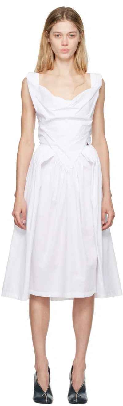Vivienne Westwood Sunday Draped Cotton And Silk Midi Dress In White