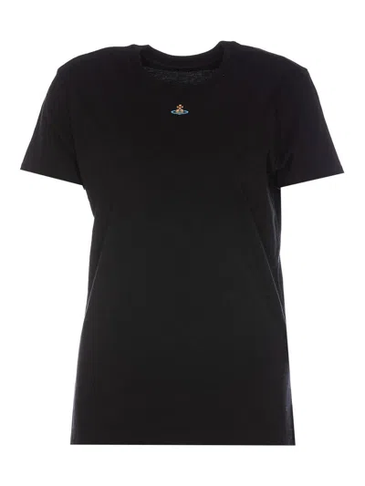 Vivienne Westwood Orb Logo-embroidered T-shirt In Black