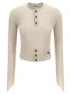 Vivienne Westwood Cropped Knitted Top Combining Cotton And Cashmere In Neutral