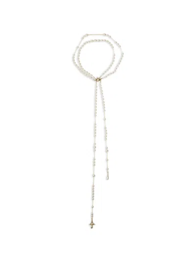 Vivienne Westwood White Three-strand Beaded Silk Necklace In Metallic