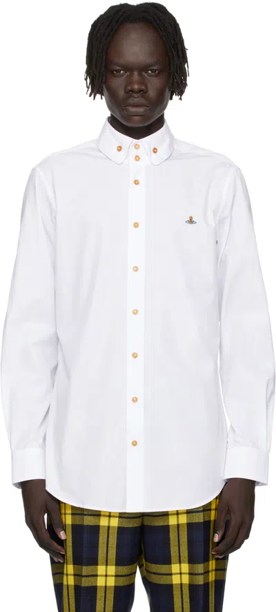 Vivienne Westwood Shirt With Subtle Orb Embroidery And Tailored Fit In Gray