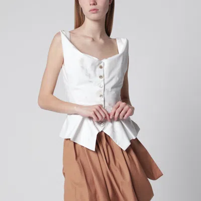 Vivienne Westwood White Vest With Floral Embroidery In Multi