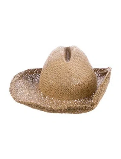 Pre-owned Vivienne Westwood Wide Brim Straw Sun Hat In Neutral