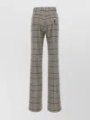 Vivienne Westwood Wide Leg High Waist Checked Pattern Trousers In Neutrals
