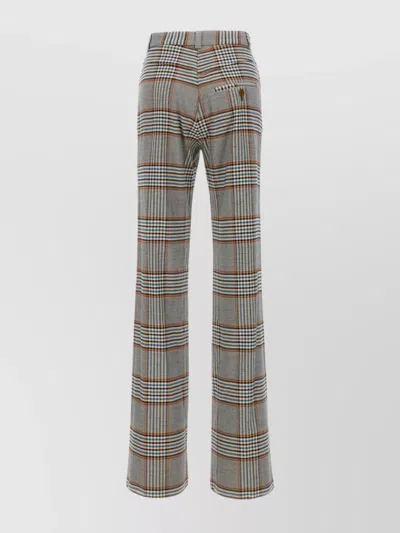 Vivienne Westwood Kids' Wide Leg High Waist Checked Pattern Trousers In Neutrals