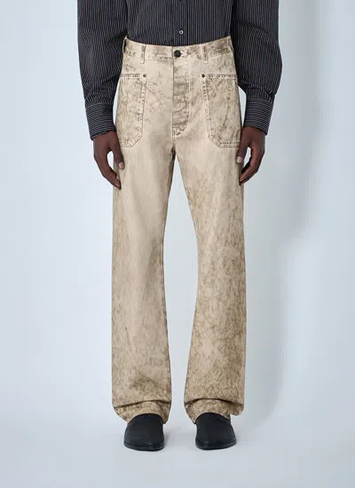 Vivienne Westwood Mens Washed Beige Carpenter Distressed Denim Jeans In Brown