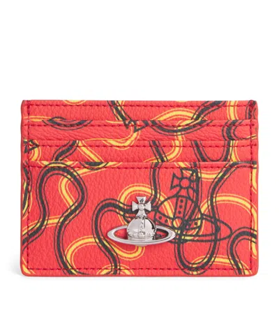 Vivienne Westwood Wiggle Print Card Holder In Burgundy