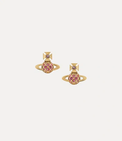 Vivienne Westwood Willa Bas Relief Earrings In Gold-light-rose-rose-fuchsia-crystal