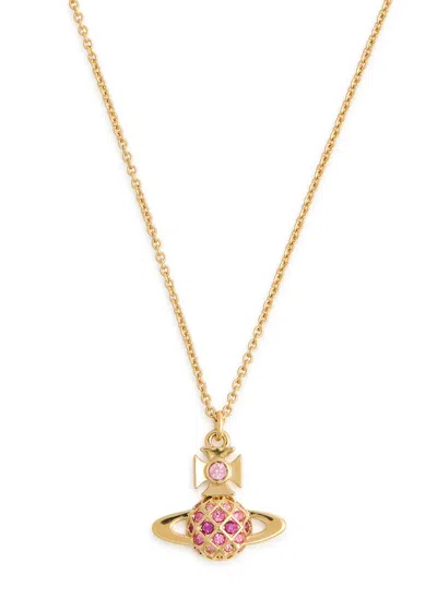 Vivienne Westwood Willa Bas Relief Orb Necklace In Pink