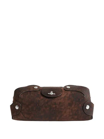 Vivienne Westwood Wilma Buttoned Clutch Bag In Brown