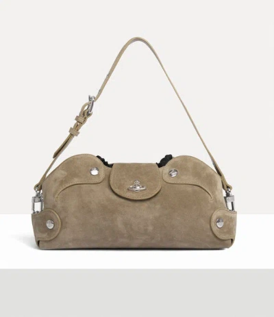 Vivienne Westwood Wilma Clutch Leather Stone In Gray