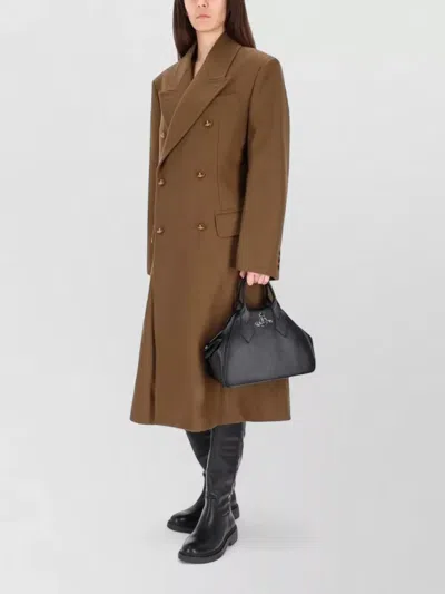 Vivienne Westwood Winston Long Coat Structured Shoulders Buttons In Brown
